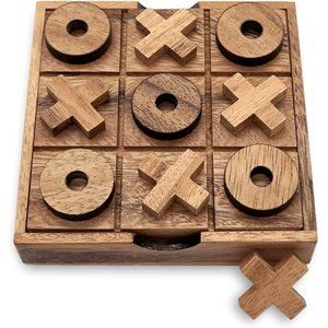 Tic Tac Toe Wooden Board Game Table Toy Player Room Decor Tables Family XOXO